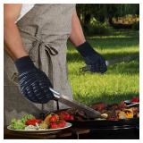 Grill Gloves, BBQ Gloves 1472Â°F Heat Resistant Fireproof Gloves, Kitchen Non-Slip Silicone Oven Mitt, Safe Hot Protection Extra Long Gloves for Grilling Cooking Barbecue Outdoor Camping Smoker