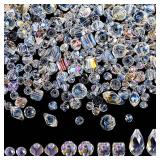 Kigeli 1280pcs Assorted Crystal Beads Glass Beads Faceted Teardrop Rondelle Beads Gemstone Loose Beads Bulk Crystal Beads for Jewelry Making DIY Crafts Necklace Wristband Earring Kit(AB Color)