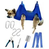 Kkiimatt 10 in 1 Pet Grooming Hammock Harness with Nail Clippers/Trimmer, Nail File, Comb,Dog Nail Hammock, Dog Grooming Sling for Nail Trimming/Clipping (S/Under 30lb, Blue)