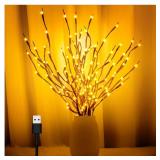 3PK 60" Led Branch Lights, Twig Lights, Lighted Branch for Vase, Willow Branches with USB Plug, Artificial Tree DIY Decorative Lights for Halloween Thanksgiving Day and Christmas,Warm White