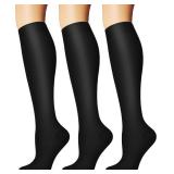 Compression Socks for Women and Men Circulation (3 Pairs) - Best for Nursing,Running,Travel Knee High Socks