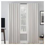 Sun Zero Evelina Faux Dupioni Silk Thermal Extreme 100% Blackout Back Tab Curtain Panel 50 x 95 Pearl White