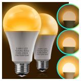 LOHAS 3 Way Amber Light Bulbs 50/100/150W Equivalent, 3-Way LED Bulbs Amber 2000K, Sleep aid Amber Light Bulbs Dimmable, Three Way Bulb for Healthy Sleep, Bedroom, Kids Room, 2 Pack