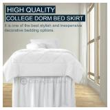 College Dorm Bed Skirt-Extra Long Dorm Room Bed Skirt-Dorm Room Bed Skirt Twin XL-College Dorm Bed Skirt 36 Inch Drop-100% Microfiber Bed Skirt-White Dorm Bed Skirt(Twin XL/36 Drop)