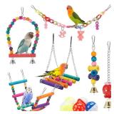 Bird Parakeet Toys,Swing Hanging Standing Chewing Toy Hammock Climbing Ladder Bird Cage Colorful Toys Suitable for Budgerigar, Parakeet, Conure, Cockatiel, Mynah, Love Birds, Finches