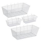 Sieral 4 Pcs Pegboard Baskets Metal Wire Shelf Baskets Peg Board Organizer Accessories Wall Mount Organizer Attachments for Garage Workbench Various Tool Accessories, 2 Sizes (White,Small, Large)