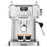 ILAVIE Espresso Machine 20 Bar, Professional Espresso Maker Cappuccino Machine with Steam Milk Frother, Stainless Steel Espresso Coffee Machine with 61oz Removable Water Tank, for Home Office Dad Mom 