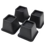 Bed Risers 4 Inch Heavy Duty, Square Furniture Frame Lift for Couch, Chair, Desk, Sofa and Bunk Bedpost, Set of 4