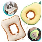 Frienda 2 Pieces Adjustable Cat Cone, Cat Recovery Collar, Cat Cones After Surgery Soft Cat Collar Elizabethan Collar Donut Toast Neck Cone Collar with Edge for Kitten and Cats