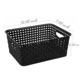 ZHENFAN White Plastic Woven Storage Baskets, 6-Pack Weave Basket Organizer for Kitchen Office Bathroom