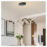 Qcyuui Modern LED Chandeliers Dimmable Pendant Lights with Remote 38W Aluminium Pendant Lamp Fixtures for Dining Room Kitchen Office,2-Lights,39.3 Inches,Matte Black - Retail: $155.58