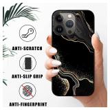 Uiaoiais Black Agate Background with Golden Marble Texture Phone Case for iPhone 15 Pro Slim Soft TPU Scratchproof Shockproof Protective Cover Women Girls Phone Case for iPhone 15 Pro 6.1 inch