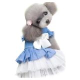 Dog Skirt Bowknot Princess Teddy Pomerantz Skirt Wedding Dress Denim Dress M