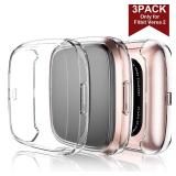 Maledan Compatible with Fitbit Versa 2 Screen Protector Case, 3 Pack Clear Ultra Thin Full Protective Case Cover Scratch Resistant Shock Absorbing for Versa 2 Smartwatch Bands Accessories