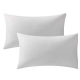 DEZENE Decorative Pillow Cases 12x20 White (Covers ONLY) : 2 Pack Cozy Soft Velvet Rectangular Throw Pillow Covers for Farmhouse Home Decor