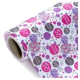 WRAPAHOLIC 50th Birthday Wrapping Paper - Mini Roll - 17 Inch X 33 Feet - Pink 50th Birthday Design for Birthday, Party, Holiday