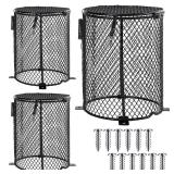 Riakrum 3 Pieces Reptile Heater Guard Anti Scald Covers Heat Protector Heat Lamp Mesh Heating Lamp Lampshade Ceramic Light Bulb Enclosure for Lizards Snakes Reptile Cage Supplies, Round Shape