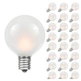 Novelty Lights 25 Pack G40 Frosted White Outdoor Globe Bulbs, Light Bulbs Glass Incandescent Bulbs With 3000 Hour Lifespan, Globe String Lights Replacement Bulbs