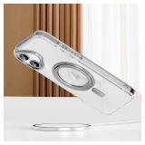 ShukZinfeo Compatible with iPhone 16 Plus Case Clear - Compatible with Magsafe - Built in 360° Rotatable Ring Kickstand - Magnetic Stand Slim Shockproof Protection Rugged Phone Case