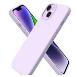 ORNARTO Compatible with iPhone 14 Case 6.1, Slim Liquid Silicone 3 Layers Full Phone Covered Soft Gel Rubber Case Protective Phone Cover 6.1 Inch-Pastel Lilac