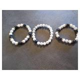 Set of Three White/Grey Braclets