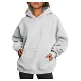 Trendy Queen Womens Oversized Hoodies Fleece Sweatshirts Long Sleeve Sweaters Pullover Fall Outfits Winter Clothes Grey M