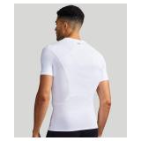 Tommie Copper Shoulder Support Shirt for Men, Posture Corrector Compression Shirts for Men with UPF 50 Sun Protection, Shoulder Compression with Shoulder Support for Men, White L - Retail: $89.65