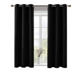 Deconovo Thermal Insulated Blackout Curtains Room Darkening & Energy Saving Solid Grommet Top Curtain Panels for Home Decor Bedroom Windows 2 Panels, Black, 42Wx63L in