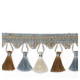 BEL AVENIR Tassel Fringe Trim 6.5 Yard x 3.54 Inches Luxury Hand Knitting Tassel Fringing Trimmings (Blue)