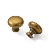 khtumeware 1-1/4" (32 mm) 3 pack Drawer Pulls Antique Brass Cabinet Knobs Kitchen Hardware Cabinet Handles Drawer Handles Knobs. (10 Pack, knob, Antique Brass)