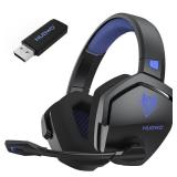 NUBWO G06 Dual Wireless Gaming Headset with Microphone for PS5, PS4, PC - 23ms Low Latency Audio - 100-Hour of Playtime - 50mm Drivers (Black-Blue)