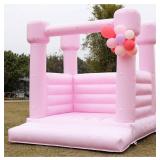 Inflatable Pink Wedding Bounce House with Blower, PVC Bouncy Castle Jumping Bed for Wedding, Birthdays, Parties 8ft x 8ft x 8ft *Retail $738