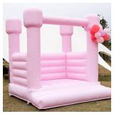 Inflatable Pink Wedding Bounce House with Blower, PVC Bouncy Castle Jumping Bed for Wedding, Birthdays, Parties 8ft x 8ft x 8ft *Retail $738