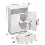 Storage Cabinet Bathroom Floor Cabinets with Drawer Freestanding Kitchen Cabinet Fluted Coffee Bar Cabinet for Living Room, Entryway, Garage Accent Storage Organization - 23.6x11.8x35.4- White