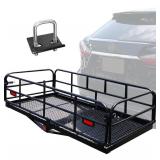 500 Lbs Heavy Duty Hitch Mount Cargo Carrier 60" x 24" x 14.4" Folding Cargo Rack Rear Luggage Basket Fits 2" Receiver for Car SUV Camping Traveling *Retail $179