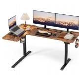 59" Reversiable L-Shaped Electric Standing Desk Adjustable Height Gaming Stand Up Corner Desk Sit Stand Home Office Computer Desk with Splice Board,Rustic Brown Top *Retail $199