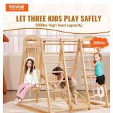 VEVOR Large Size Indoor Jungle Gym, 7-in-1 Toddler Indoor Playground, Wooden Toddler Climbing Toys with Wood & Rope Ladder, Net Ladder, Swing, Monkey Bar, Slide, Climbing Wall, 47.2 x 58 x 56in *Retai