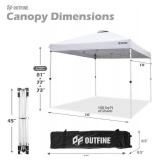 OUTFINE Pop-up Canopy 10x10 Patio Tent Instant Gazebo Canopy with Wheeled Bag,Canopy Sandbags x4,Tent Stakesx8 (Light White, 10 * 10FT)