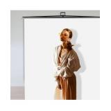 RAUBAY 59.8 x 82.7in Collapsible White Backdrop Screen Portable Retractable Panel Photo Background with Stand for Video Conference, Photographic Studio, Streaming *Retail $169