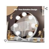 Vanity Mirror with Lights, 13" Hollywood Mirror Tabletop Makeup Mirror with 7 Dimmable LED Bulbs, Large Lighted Mirror for Bedroom Smart Touch Control 3 Colors Light 360Â°Rotation,