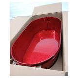 Ice Bucket Galvanized Tub, 2 Pcs 5 Gallon Oval Beverage Tub, Drink Cooler Ice Buckets for Parties, Metal Bucket with Handle for Beer Whiskey Wine and Cocktails (Red)