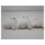 Huwena 3 Pcs Happy Halloween Throw Pillows Spooky Ghost Throw Pillow Decorative Pillow Pearl Fleece Cute Pillow for Couch Sofa Bed Decoration(White)