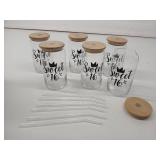 Lallisa 6 Pack Sweet 16 Gifts for Girls Drinking Glasses with Lids and Straw 16th Birthday Decorations Clear Sweet 16 Coffee Glass Cup for Daughter Granddaughter Niece Student Party Supplies (Crown)