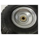 4.10/3.50-4" Flat Free Tire and Wheel, 10" Heavy Duty Solid Tire, 5/8" Axle Bore Hole, 2.2" Offset Hub, for Hand Truck Garden Cart Wagon Trolley Dolly Replacement Tire, 2 Pack