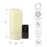 Flameless LED Candles with Remote Control, 3"x 7"Flickering 3D Moving Flame Battery Operated Candles in Real Wax Shell for Indoor Use, Home Decor Ivory