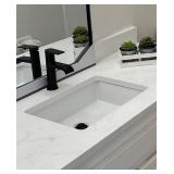 New Amashen 17" Undermount Bathroom Sink Rectangle, Small Ceramic Under Counter Vanity Sink with Overflow, White