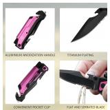 New CHELONIAN 8.5" Military Outdoor Hunting Camping Tactical Blade Pocket Knife, 7 in 1 Multi-Function Folding Knives w/ Fire Starter, LED FlashLight, Seatbelt Cutter, Glass Breaker, and Bottle Opener