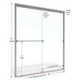 New Open Box Basco Classic Semi-Frameless Sliding Shower Door, Fits 56-60 in. W x 70 in. H, 3/16 in. AquaGlideXP Clear Tempered Glass 3500- 6070XPBN, Brushed Nickel