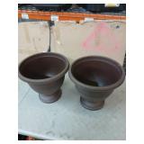 Set Of 2 15In Rene Bark Brush Plastic Urn