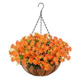 Artificial Fake Fall Autumn Hanging Plants Flowers Baskets for Outdoors, Faux Silk Flowers UV Resistant for Outside Home Porch Patio Balcony Yard Decor(Four Colours)